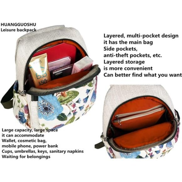 Backpack Purse for Women Rice Brown - Picture 4 of 7